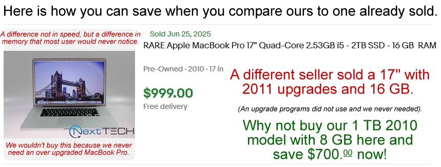 ComputerHobbyShop MacBook Pro 2010 Compared to 2011