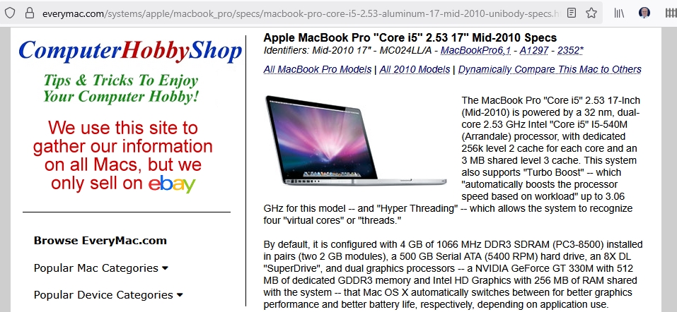 ComputerHobbyShop Gets Mac Report from EveryMac