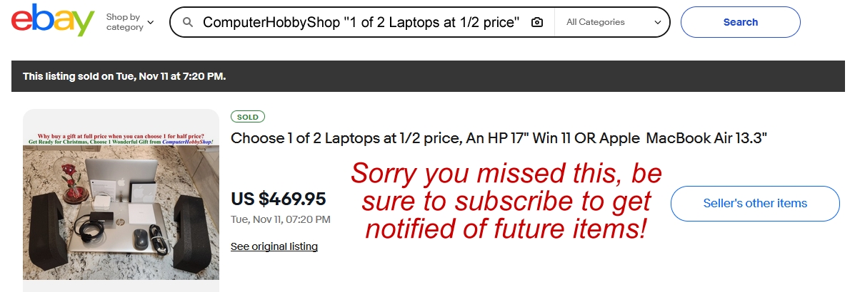 ComputerPro2000 Laptop Auction