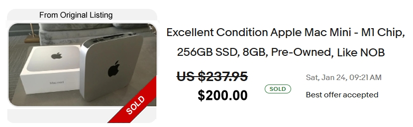 Apple M1 Mac mini via ComputerPro2000 ebay auction
